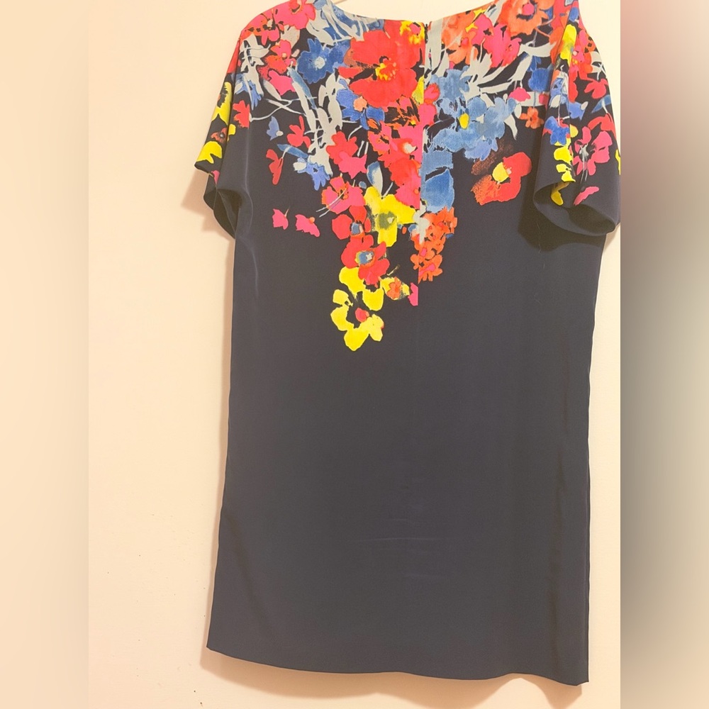 LOFT Black Top with Vibrant Floral Design